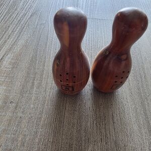 Wooden Bowling Pin Salt and Pepper Shakers